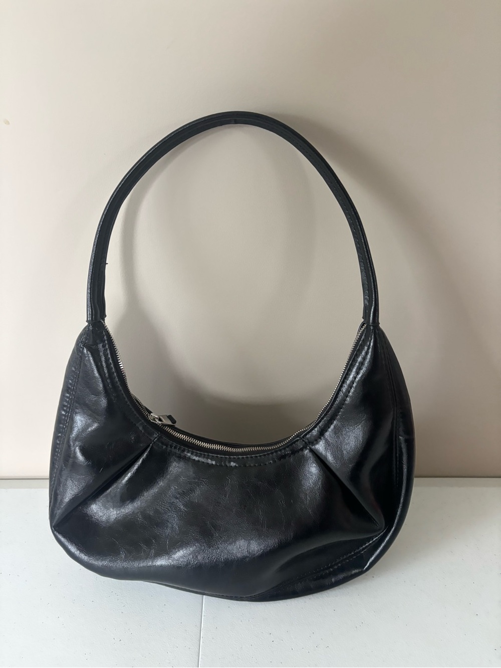 Zara Black Leather Shoulder Bag